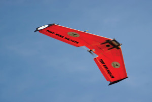 AgEagle UAVs combine a flying wing airframe made out of hardened fiberglass/carbon fiber with Kevlar-edged wings.
