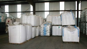 Seed bags in warehouse