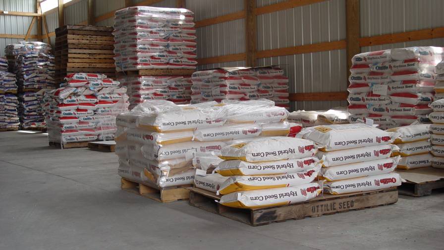 Seed bags in storage