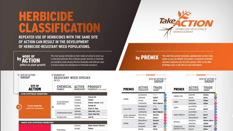 Take Action herbicide chart