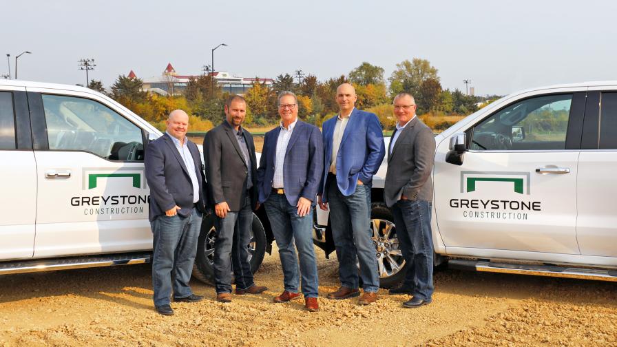 The Greystone Construction Leadership Team (from left): Colin O'Brien, Brian Kreuser, Kevin O'Brien, Eric Bender, and Gordie Schmitz.