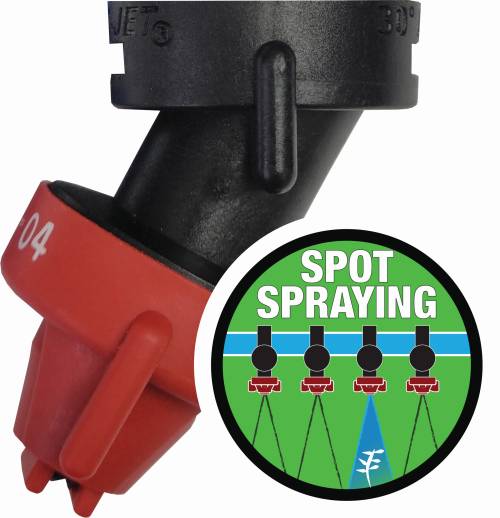 A spot spraying nozzle from Wilger. Photo Credit: Wilger Industries Ltd.