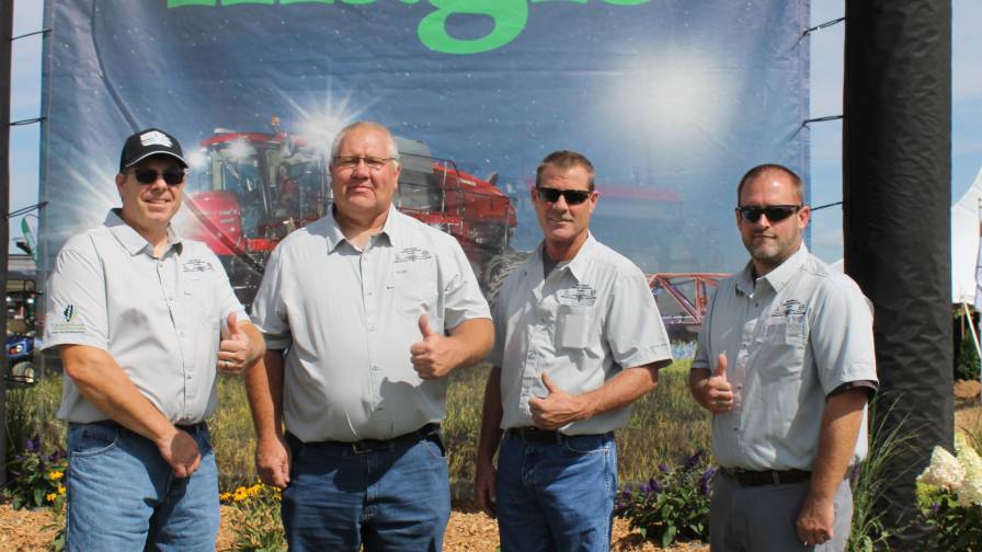 The four finalists for Applicator of the Year. From left: Paul Babler from Pearl City Elevator; Marty Corbin from Carroll Service Co.; Mike Mriscin from M&M Service Co.; and Doug Berbaum from United Prairie. 