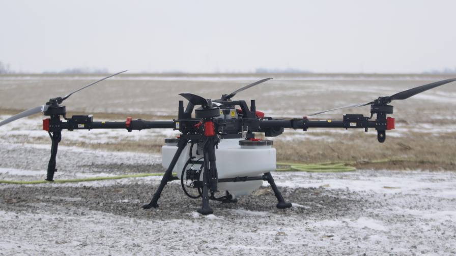 2024 m. gruodį dronų gamintojo XAG išleistas XAG P150 žemės ūkio pramonei pristato naujausią purškiamųjų dronų technologiją.